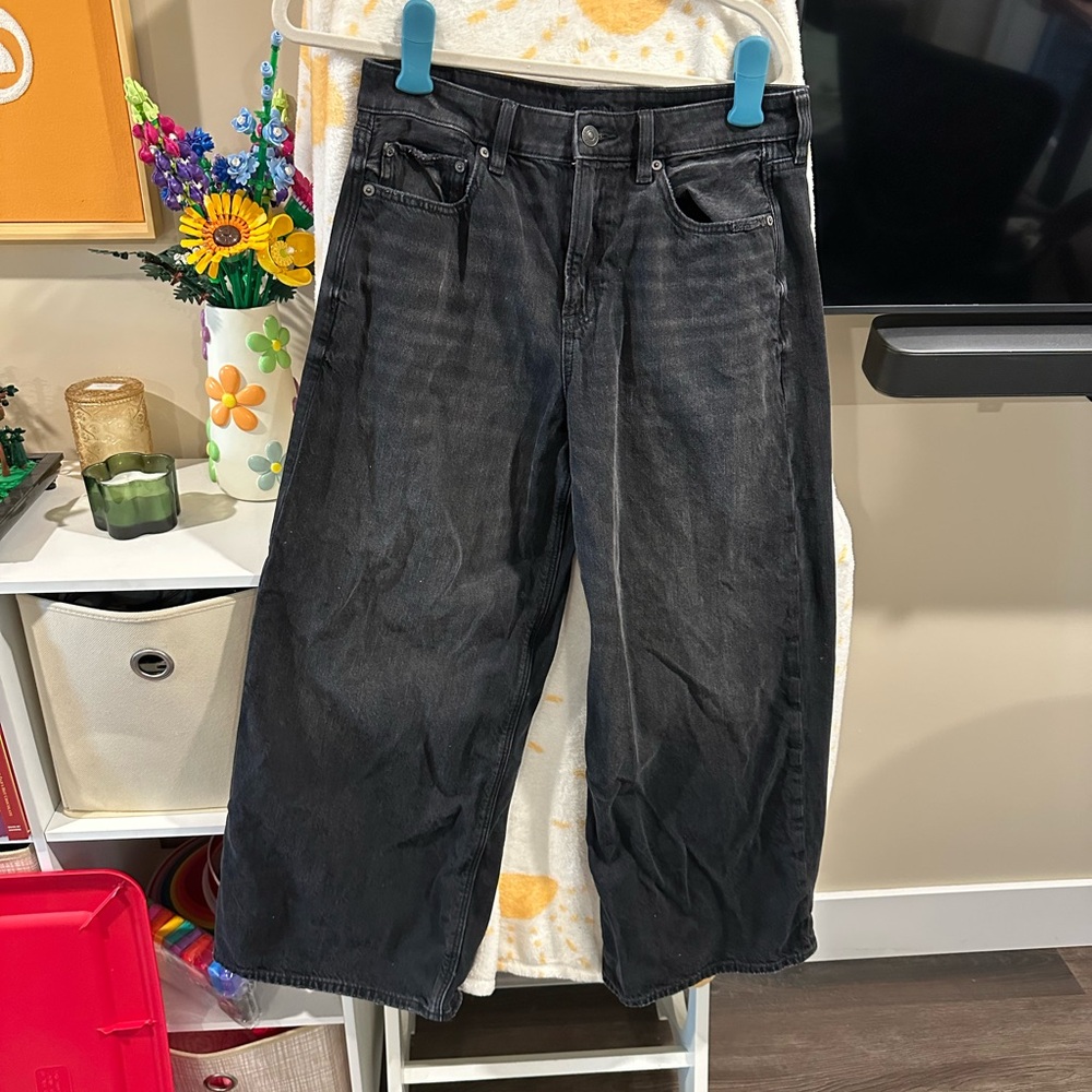 American Eagle Super Wide-Leg Black Denim Jeans
